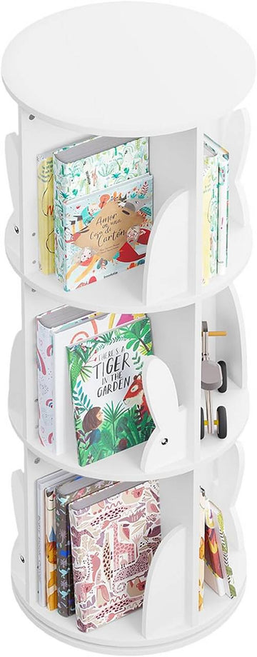 Draaibare kinderboekenkast met 3 niveaus | Wit | 40x40x97 cm