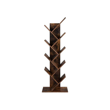 Boomvormige boekenkast met 8 niveaus, spaanplaat, donkerbruin/vintage, 50 x 25 x 141,5 cm