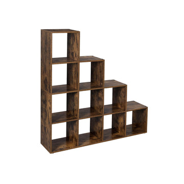 Vintage boekenkast donkerbruin - veel opbergruimte - 129,5 x 29 x 129,5 cm