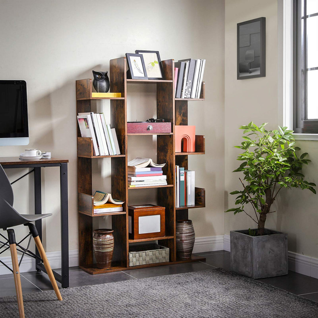 13-Fächer-Bücherregal - Ablageregal - glatte Oberfläche - 86 x 25 x 140 cm