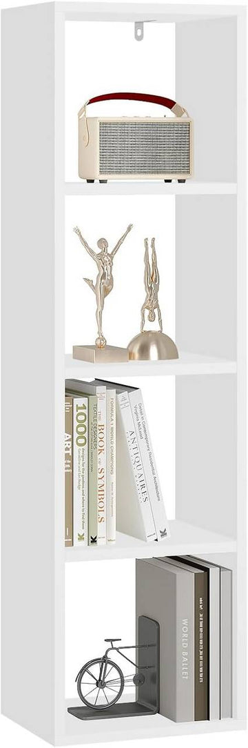 Boekenkast met 4 niveaus kubusrek | Wit/licht eiken | 30x23,5x106,5 cm