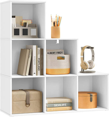 Boekenkast met 6 vakken | Wit | 90,5x30x90,5 cm