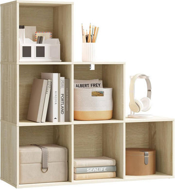 Boekenkast met 6 vakken | Lichte eik | 90,5x30x90,5 cm