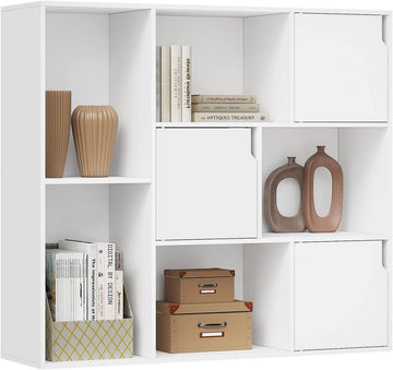 Boekenkast met 8 vakken en 3 deuren | Wit | 106x30x96 cm