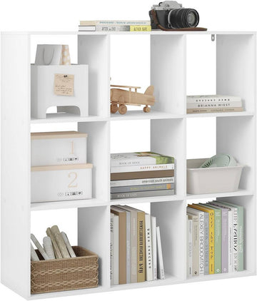Boekenkast met 9 vakken | Wit/licht eiken | 94x29,5x93 cm