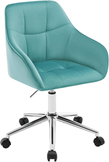 Bureaustoel met armleuningen, fluwelen zitting | Turquoise | 61x56x81-90 cm