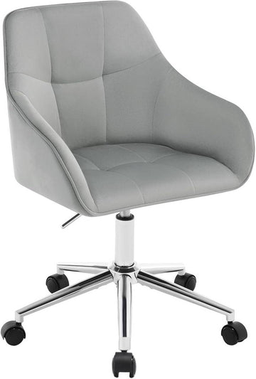 Bureaustoel met armleuningen verstelbaar fluwelen zitting | Lichtgrijs | 61x56x81-90 cm