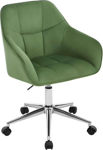 Bureaustoel met armleuningen, fluwelen zitting, groen | Groen | 61x56x81-90 cm
