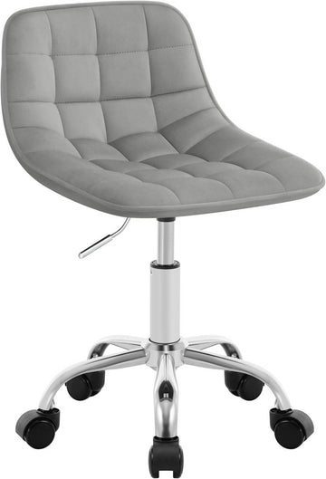 Ergonomische bureaustoel met wielen, draaibaar, fluweel | Lichtgrijs | 43x50x60-67,5 cm