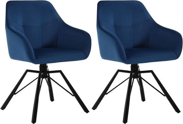 Draaibare eetkamerstoelen met armleuningen 2 stuks | Blauw | 58,5x54,5x82,5 cm