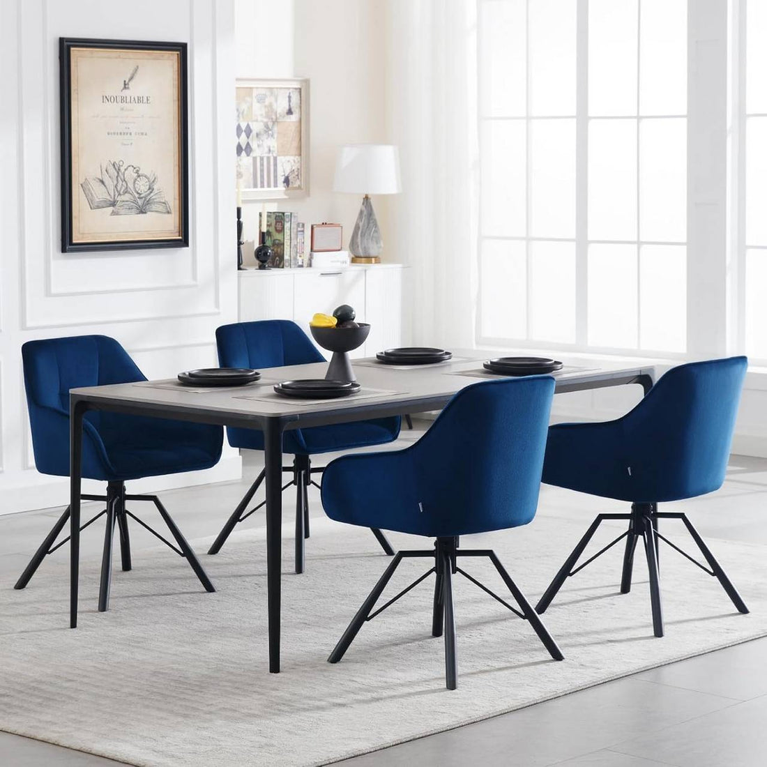 Vridbara matstolar med armstöd 2 st | Blå | 58,5x54,5x82,5 cm