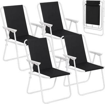 Opvouwbare tuinstoel 4-delige set | Zwart | 58x53x76 cm