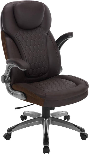 Ergonomische bureaustoel met hoofdsteun en armleuningen | Bruin | 72x78x114,5-124,5 cm