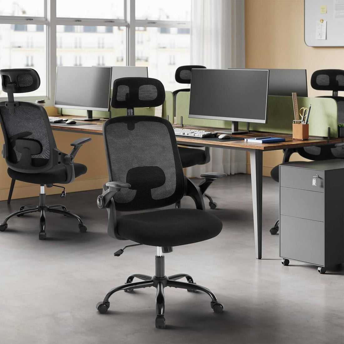 Ergonomisk kontorsstol med svankstöd och gungfunktion | Svart