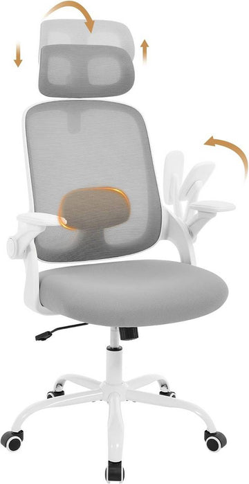 Ergonomische bureaustoel met lendensteun | Lichtgrijs | 63,5x50x109,5-117,5 cm