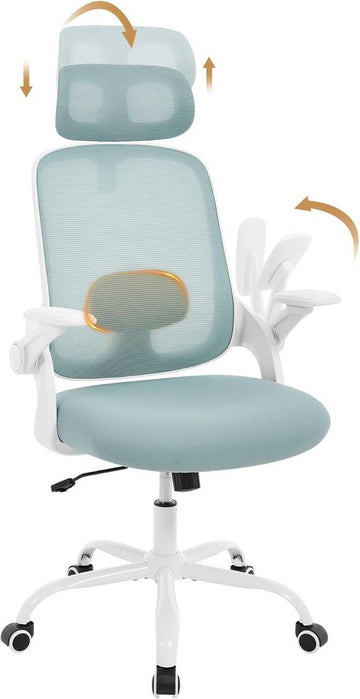 Ergonomische bureaustoel met lendensteun en wipfunctie | Blauw | 63,5x50x109,5-117,5 cm