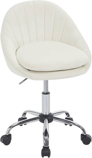 Ergonomische bureaustoel met wieltjes, fluweel Beige | 52x52x72-82 cm