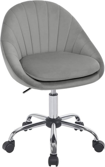 Ergonomische bureaustoel van fluweel met wielen | Lichtgrijs | 52x52x72-82 cm