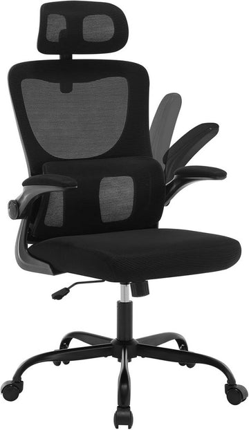 Ergonomische bureaustoel met hoofdsteun en armleuningen | Zwart | 62x69,5x116-123,5 cm