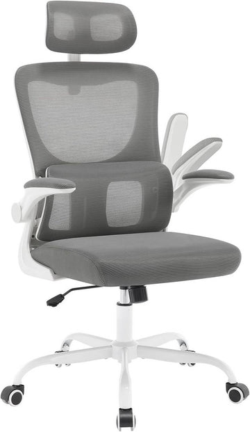 Ergonomische bureaustoel met netrugleuning verstelbaar | Grijs | 62x69,5x116-123,5 cm