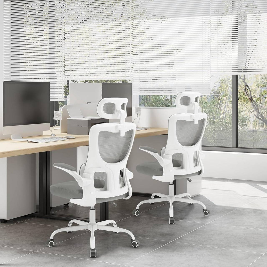 Ergonomisk kontorsstol med nätrygg justerbar | Grå | 62x69,5x116-123,5 cm