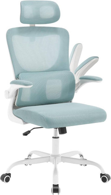 Ergonomische bureaustoel met hoofdsteun en armleuningen | Blauw | 62x69,5x116-123,5 cm