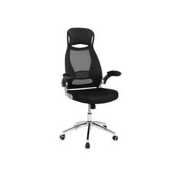 Ergonomische bureaustoel, mesh, hoofdsteun, kunstleer, zwart, 117-126,5 cm