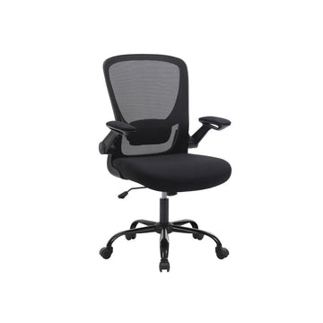 Bureaustoel met opklapbare armleuningen, ergonomisch, mesh, zwart, 66 x 60 x 99-107 cm