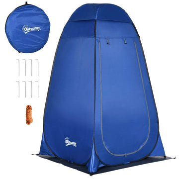 Pop-up douchetent - Privacytent voor camping | Kleur: Donkerblauw+zilver | Afmetingen: 124x126x189 cm
