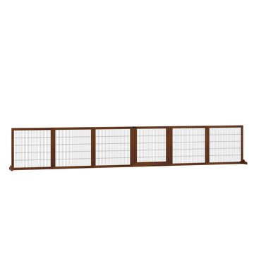 Opvouwbare hondenbarrière - Houten hondenhek | Kleur: Bruin | Afmetingen: 36x432x70 cm