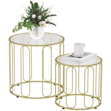 Nestingtafels - 2-delige salontafelset | Kleur: Goud | Afmetingen: 50x50x50 en 40x40x40 cm