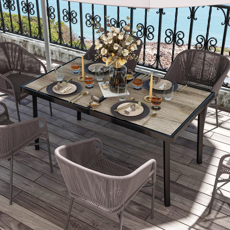 Tuintafel met houten look | Kleur: Grijs | Afmetingen: 85x145x72 cm
