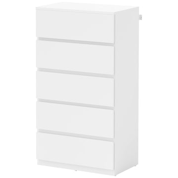 Ladekast met 5 laden | Kleur: Wit | Afmetingen: 34x55x100 cm