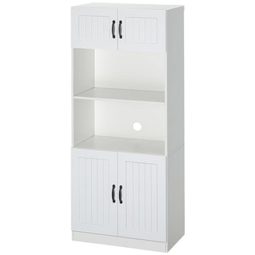 Keukenkast - Buffetkast met 4 deuren en open vak | Kleur: Wit | Afmetingen: 70x40x170 cm