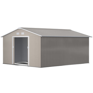 Metalen tuinschuur voor tuingereedschap | Kleur: Grijs | Afmetingen: 386x340x200 cm