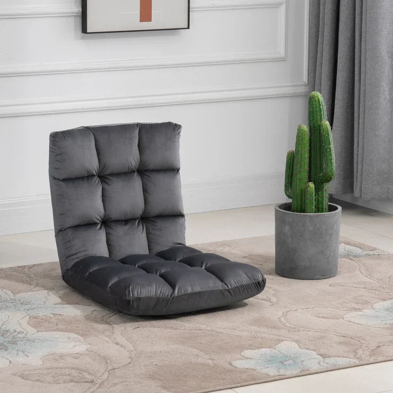 3-in-1 Bodensofa, Sessel und Bett | Farbe: Dunkelgrau | Maße: 55x71x53,5 cm