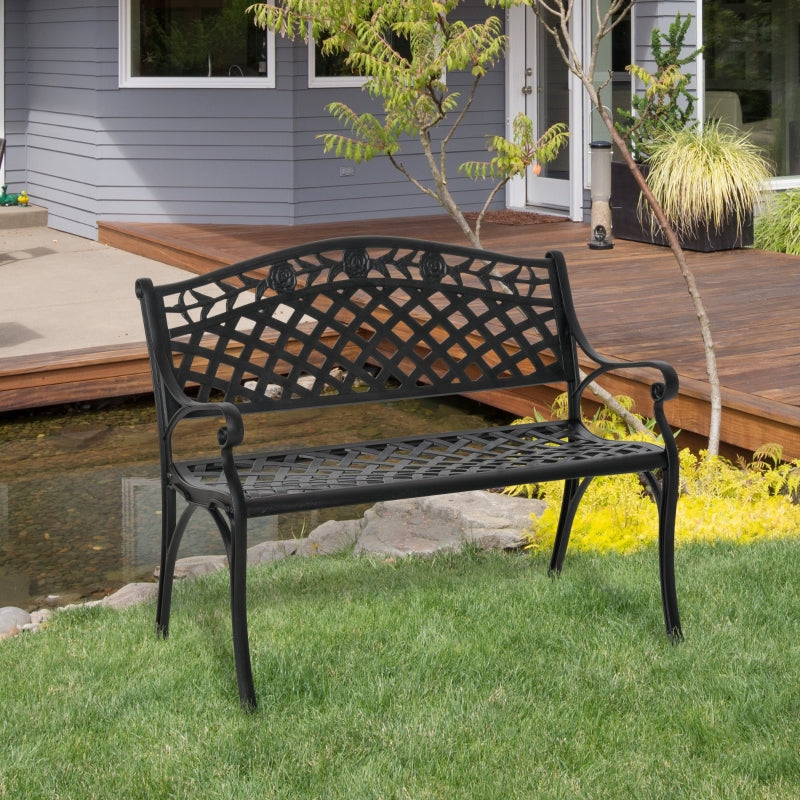 2-zits aluminium tuinbank | Kleur: Zwart | Afmetingen: 102.5x61x84 cm