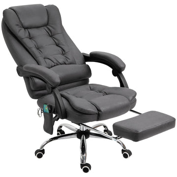 Massage bureaustoel met voetensteun | Kleur: Donkergrijs | Afmetingen: 65x160x104 cm