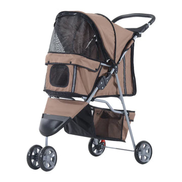 Hondenbuggy voor kleine honden | Kleur: Koffiebruin | Afmetingen: 45x75x97 cm