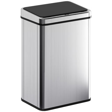 Sensor prullenbak 40L, automatisch met soft-close | Kleur: Zilver | Afmetingen: 26x35,5x55 cm