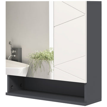 Badkamerkast met spiegeldeur | Kleur: Wit en grijs | Afmetingen: 55x17x55 cm