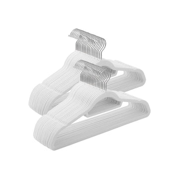 Fluwelen kledinghangers set van 50 wit 45 x 0,6 x 23,5 cm
