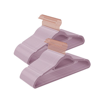 Fluwelen kleerhangers set van 50, zachtpaars, 43,5 x 0,6 x 22,5 cm