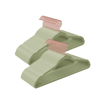 Set fluwelen kledinghangers - groen - slim, ruimtebesparend - 43,5 x 0,6 x 22,5 cm