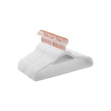 Set witte fluwelen kledinghangers - antislip, duurzaam - 43,5 x 0,6 x 22,5 cm