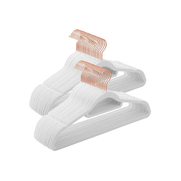 Kledinghangers 50 stuks, fluweel, antislip, wit, 45 x 0,6 x 23,5 cm
