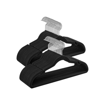50-delige fluwelen kledinghangers zwart, antislip, ruimtebesparend, 43 cm