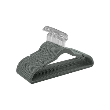 Fluwelen kledinghangers set - grijs - ruimtebesparend - 43 x 0,6 x 22 cm