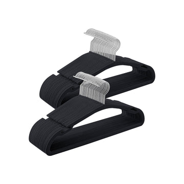 Fluwelen kleerhangers met strik - zwart - ruimtebesparend - 43 x 21 cm - 5 kg