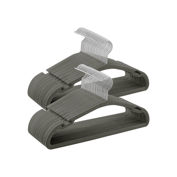 50-delige fluwelen kledinghangers - Grijs - Antislip - Ruimtebesparend - 43 x 21 cm - 5 kg